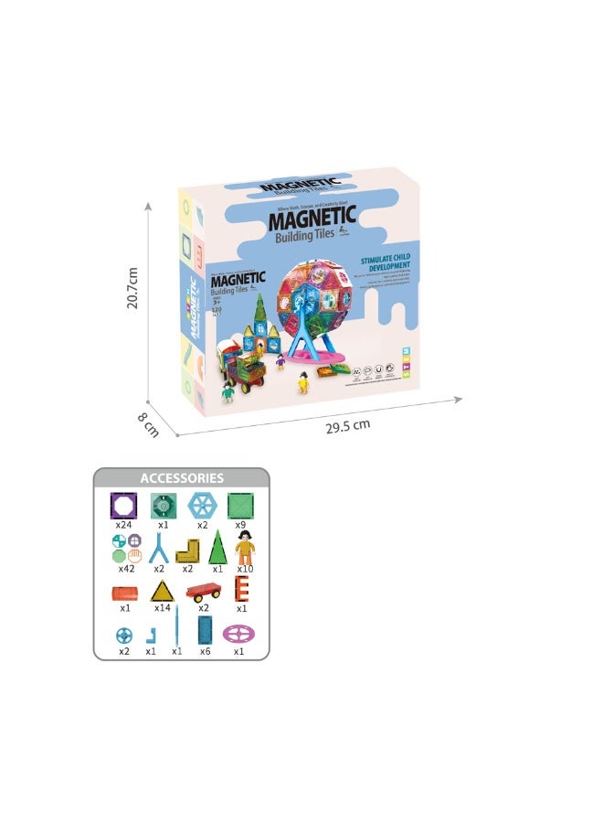 Magni Mates 120PCS Magnetic Building Tiles Set with Ferris Wheel, Vehicles and Figures STEM Construction Toy for Creative Learning and Imaginative Play - Image 3